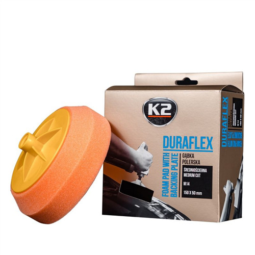 Губка для полірування з різьбою М14 (помаранчева) K2 Duraflex 150мм