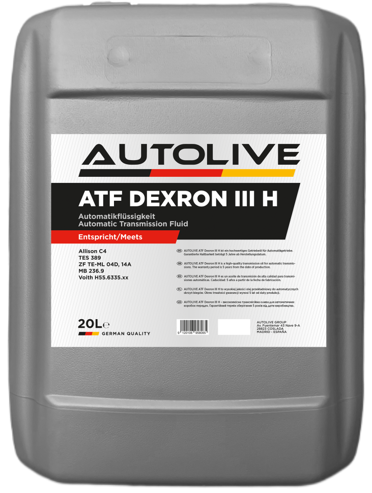 Трансмиссионное масло AUTOLIVE ATF Dexron III H 20л купить по цене