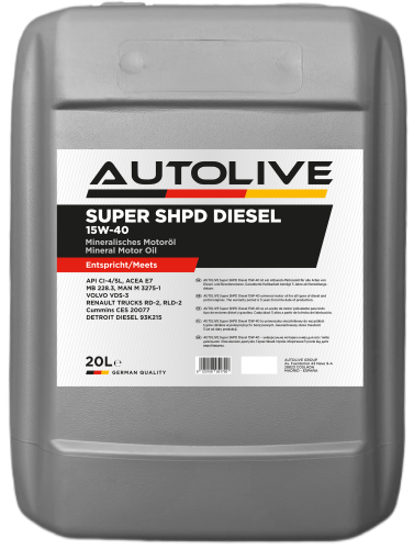 Мінеральна моторна олива AUTOLIVE Super SHPD Diesel 15W-40 20л